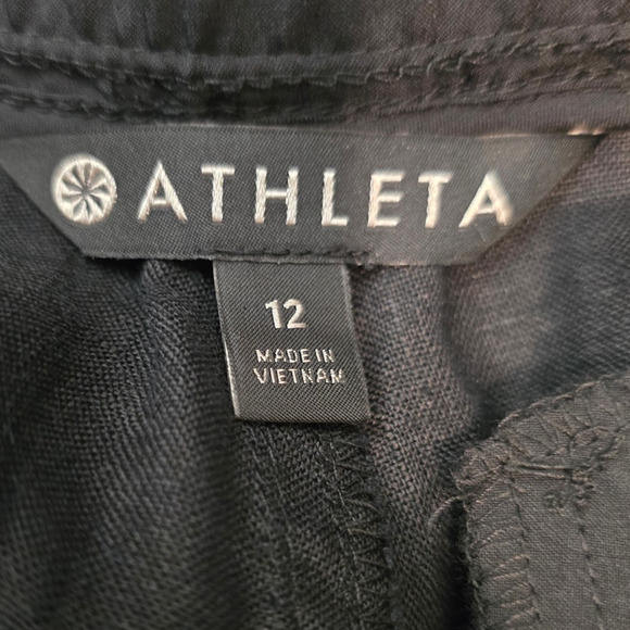 ATHLETA Cabo Linen Women's Drawstring Zip Pockets Jogger Pants Black Women's 12 - Picture 4 of 5